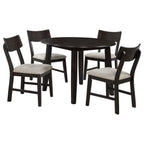 Home & Sleep Outlet - Catley 5-piece Round Drop Leaf Dining Table Set Dark Coffee