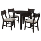 Home & Sleep Outlet - Catley 5-piece Round Drop Leaf Dining Table Set Dark Coffee