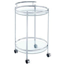 Chrissy Round Glass Shelf Metal Bar Cart Chrome