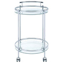 Chrissy Round Glass Shelf Metal Bar Cart Chrome