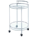 Chrissy Round Glass Shelf Metal Bar Cart Chrome