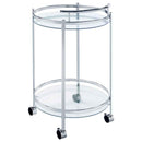 Chrissy Round Glass Shelf Metal Bar Cart Chrome
