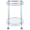 Chrissy Round Glass Shelf Metal Bar Cart Chrome