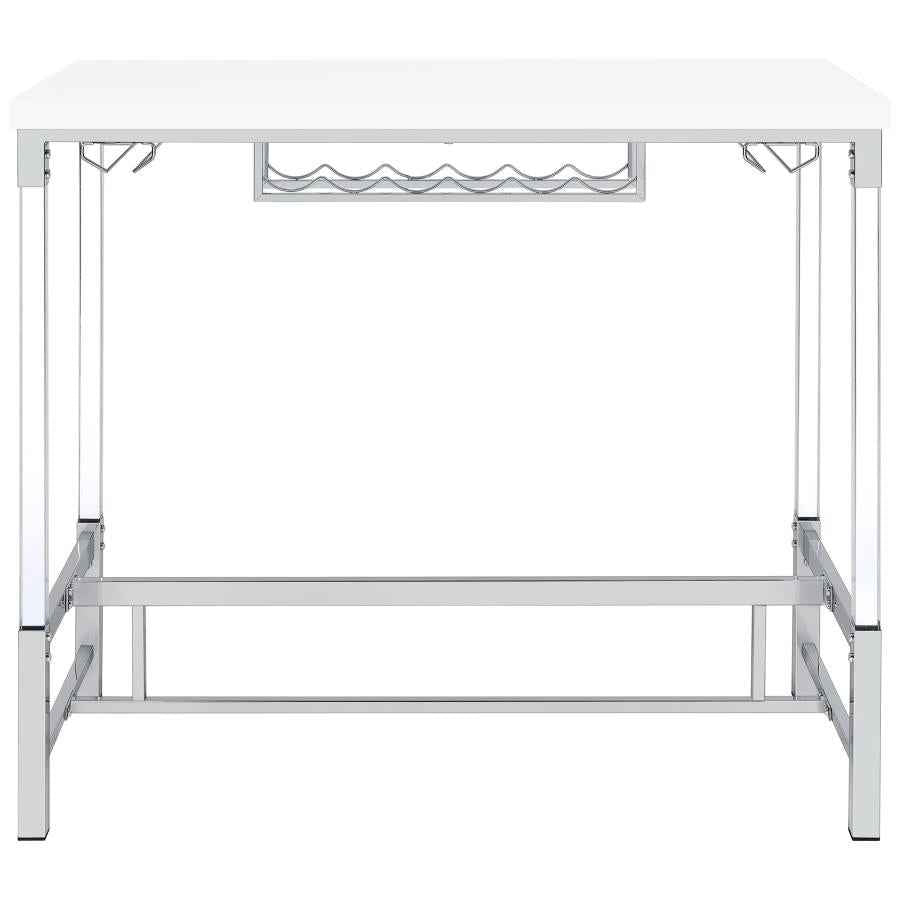 Norcrest 47-inch Acrylic Leg Bar Table White High Gloss