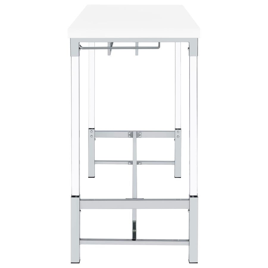 Norcrest 47-inch Acrylic Leg Bar Table White High Gloss