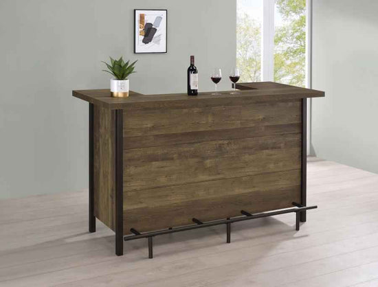 Bellemore Freestanding Home Bar Wine Cabinet Rustic Oak