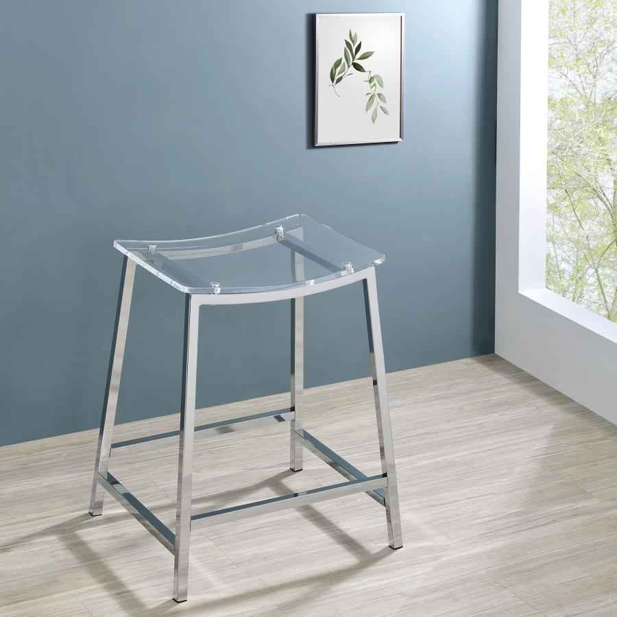 Jovani Acrylic Backless Counter Stool Chrome (Set of 2) - Home & Sleep Outlet