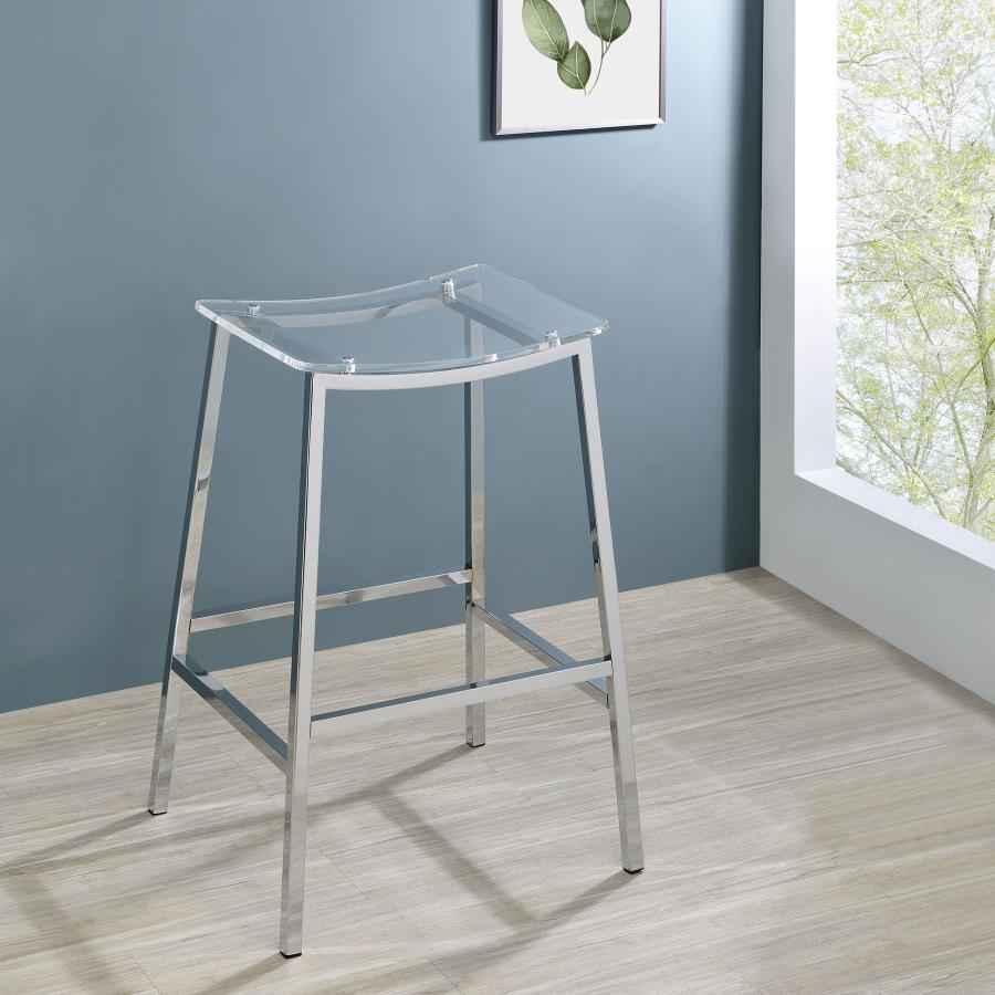 Jovani Acrylic Backless Bar Stool Chrome (Set of 2) - Home & Sleep Outlet