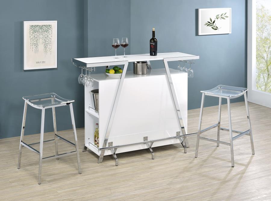 Jovani Acrylic Backless Bar Stool Chrome (Set of 2) - Home & Sleep Outlet