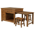 Home & Sleep Outlet - Mayfair 3-piece Kitchen Island with Extension Table Dark Oak