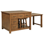 Home & Sleep Outlet - Mayfair 3-piece Kitchen Island with Extension Table Dark Oak