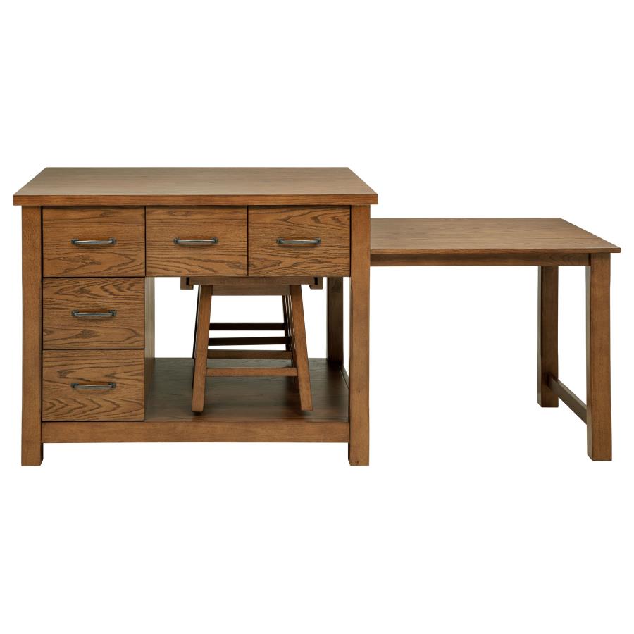 Home & Sleep Outlet - Mayfair 3-piece Kitchen Island with Extension Table Dark Oak