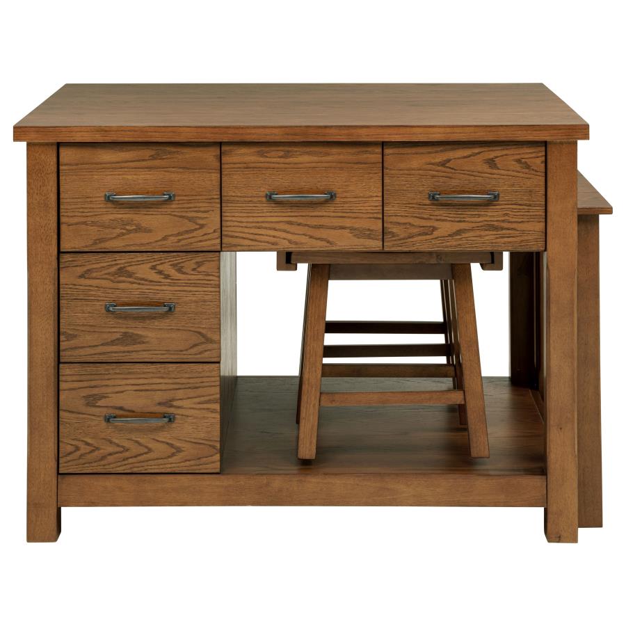Home & Sleep Outlet - Mayfair 3-piece Kitchen Island with Extension Table Dark Oak