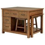 Home & Sleep Outlet - Mayfair 3-piece Kitchen Island with Extension Table Dark Oak