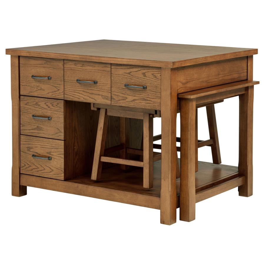 Home & Sleep Outlet - Mayfair 3-piece Kitchen Island with Extension Table Dark Oak