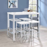 Natividad 5-piece Pub Height Bar Table Set White High Gloss - Home & Sleep Outlet