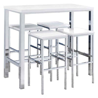 Natividad 5-piece Pub Height Bar Table Set White High Gloss - Home & Sleep Outlet