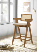Kane Woven Rattan Wood Bar Chair Light Walnut (Set of 2) - Home & Sleep Outlet