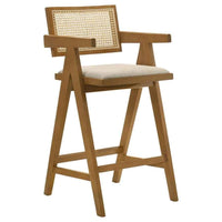 Kane Woven Rattan Wood Bar Chair Light Walnut (Set of 2) - Home & Sleep Outlet