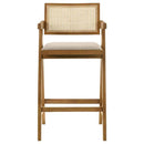 Kane Woven Rattan Wood Bar Chair Light Walnut (Set of 2) - Home & Sleep Outlet