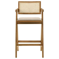 Kane Woven Rattan Wood Bar Chair Light Walnut (Set of 2) - Home & Sleep Outlet