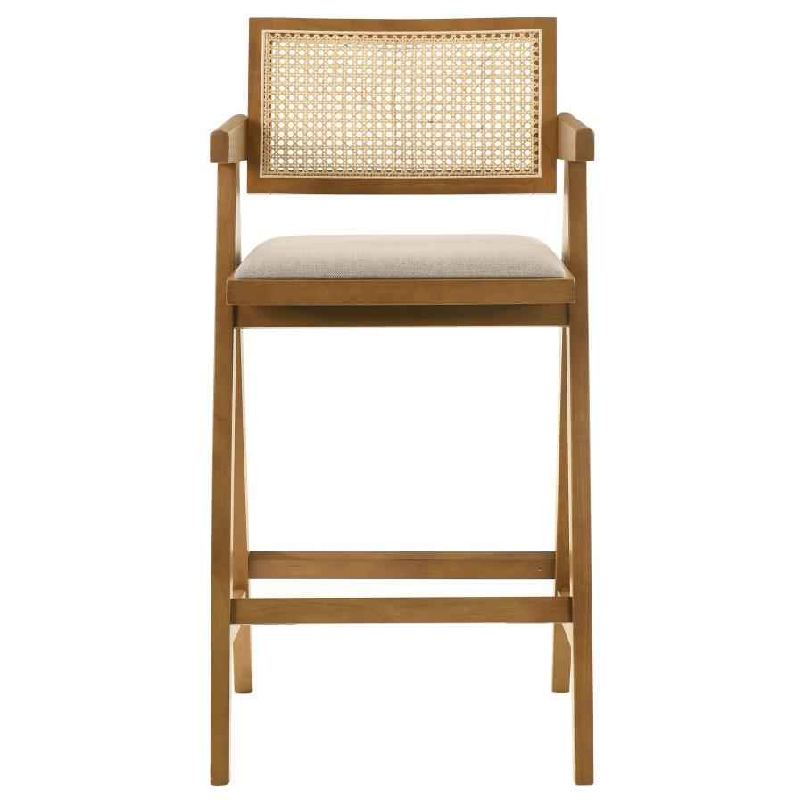 Kane Woven Rattan Wood Bar Chair Light Walnut (Set of 2) - Home & Sleep Outlet