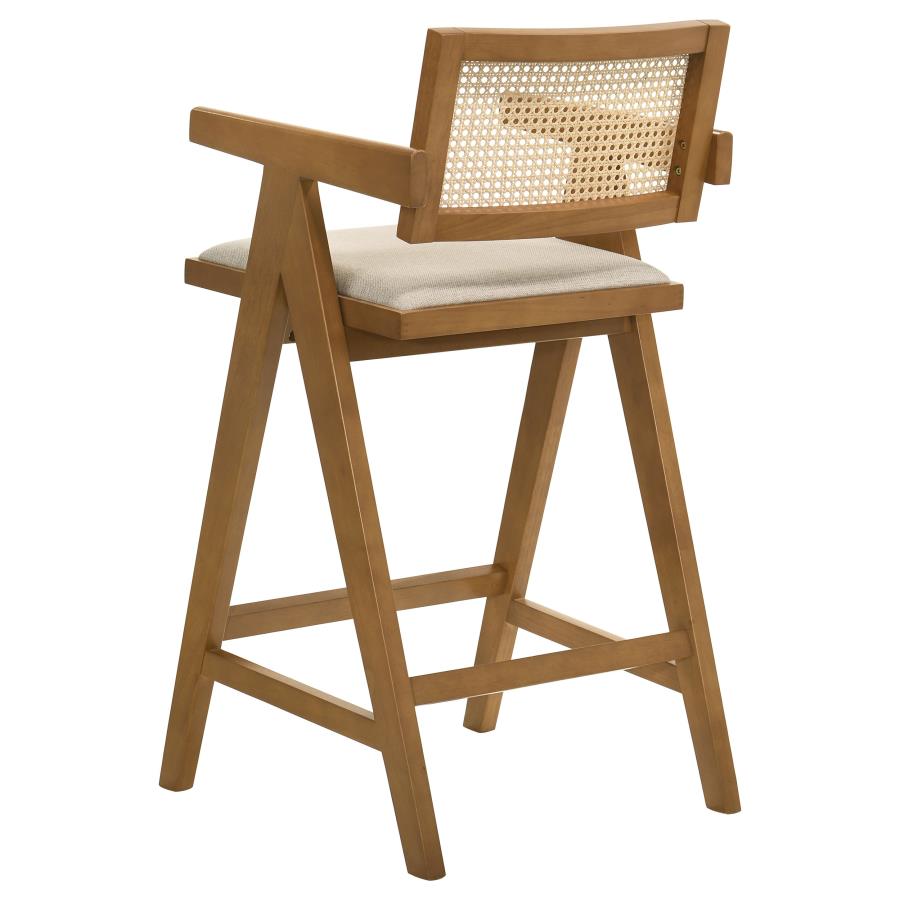 Kane Woven Rattan Wood Bar Chair Light Walnut (Set of 2) - Home & Sleep Outlet