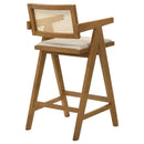 Kane Woven Rattan Wood Bar Chair Light Walnut (Set of 2) - Home & Sleep Outlet