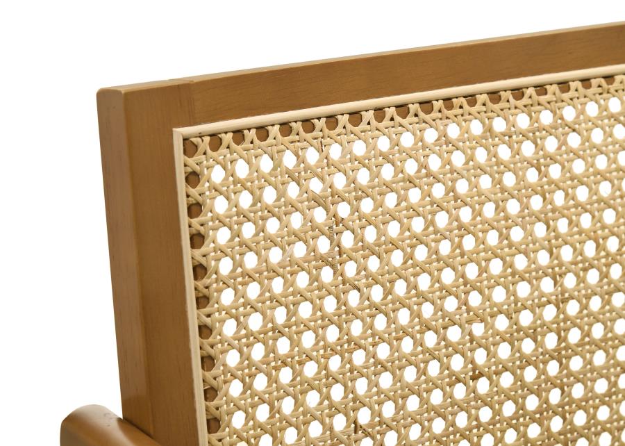 Kane Woven Rattan Wood Bar Chair Light Walnut (Set of 2) - Home & Sleep Outlet