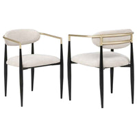 Bradbury Fabric Upholstered Dining Arm Chair Beige (Set of 2) - Home & Sleep Outlet