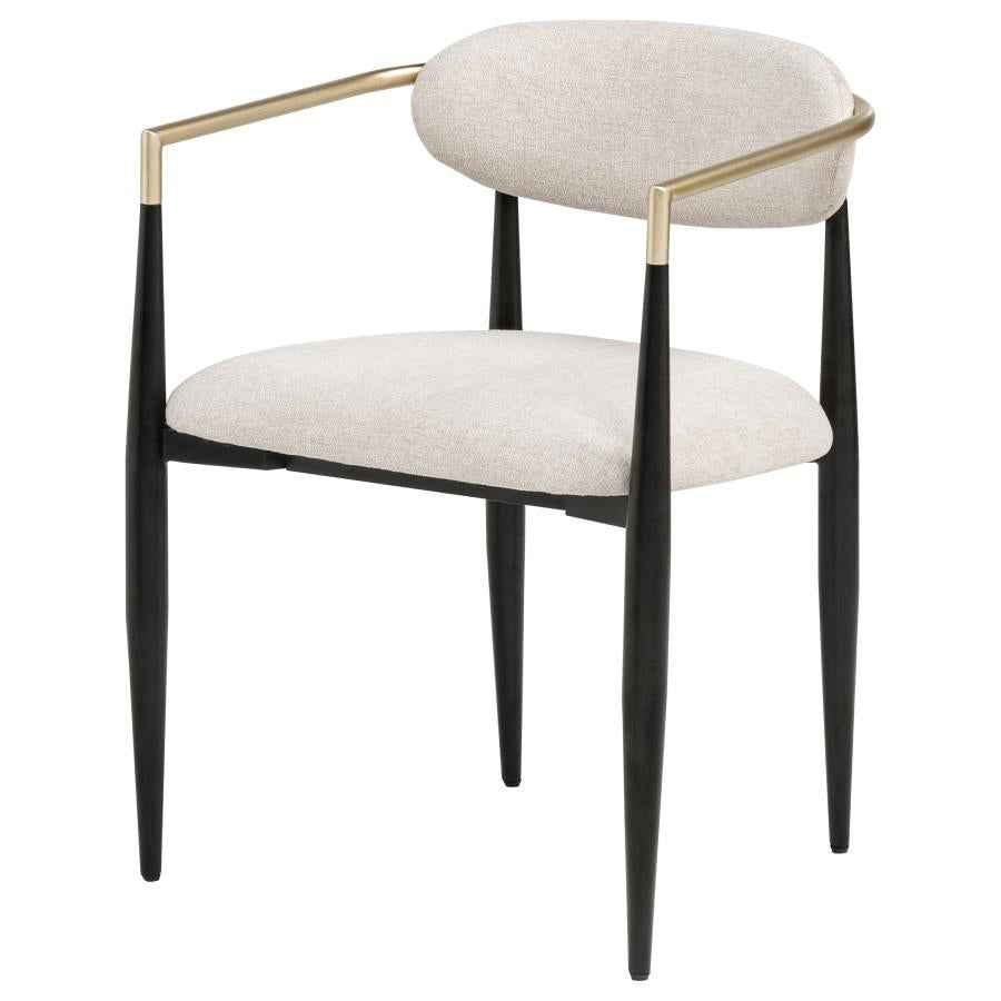 Bradbury Fabric Upholstered Dining Arm Chair Beige (Set of 2) - Home & Sleep Outlet