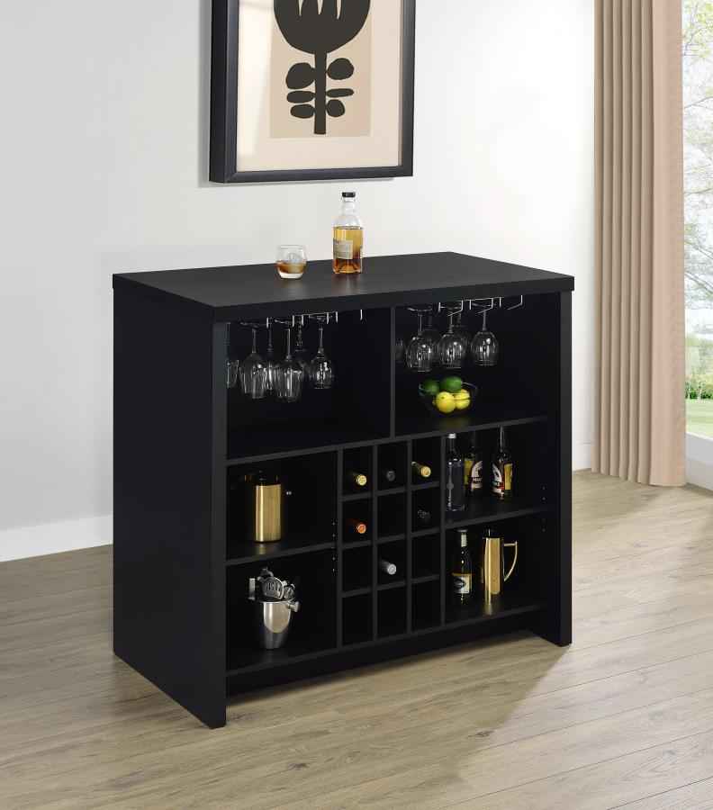 Topanga Engineered Wood Freestanding Home Bar Black - Home & Sleep Outlet