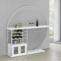 Risley 2-door Circular LED Wine Cabinet White High Gloss - Home & Sleep Outlet