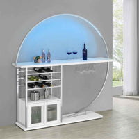 Risley 2-door Circular LED Wine Cabinet White High Gloss - Home & Sleep Outlet