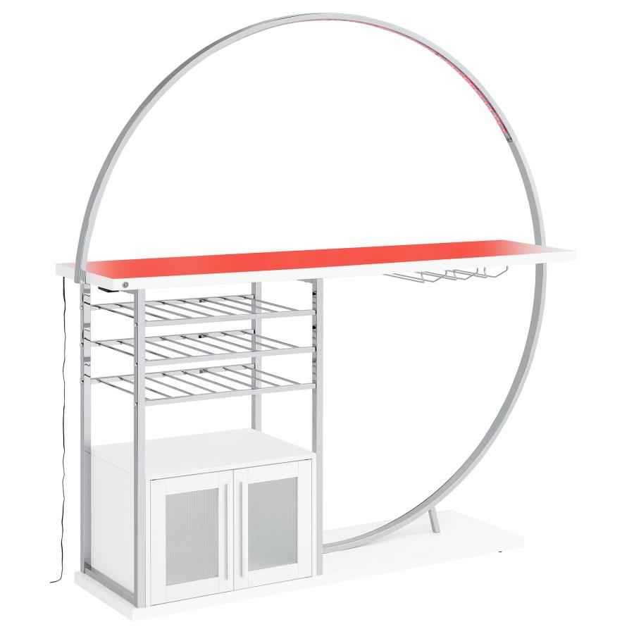 Risley 2-door Circular LED Wine Cabinet White High Gloss - Home & Sleep Outlet