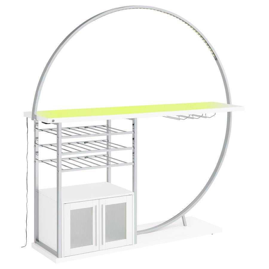 Risley 2-door Circular LED Wine Cabinet White High Gloss - Home & Sleep Outlet
