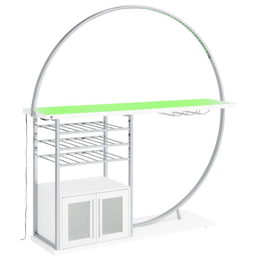 Risley 2-door Circular LED Wine Cabinet White High Gloss - Home & Sleep Outlet