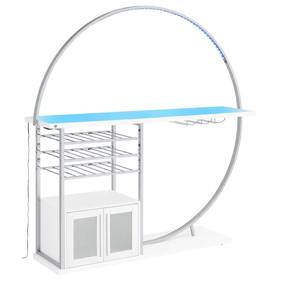 Risley 2-door Circular LED Wine Cabinet White High Gloss - Home & Sleep Outlet