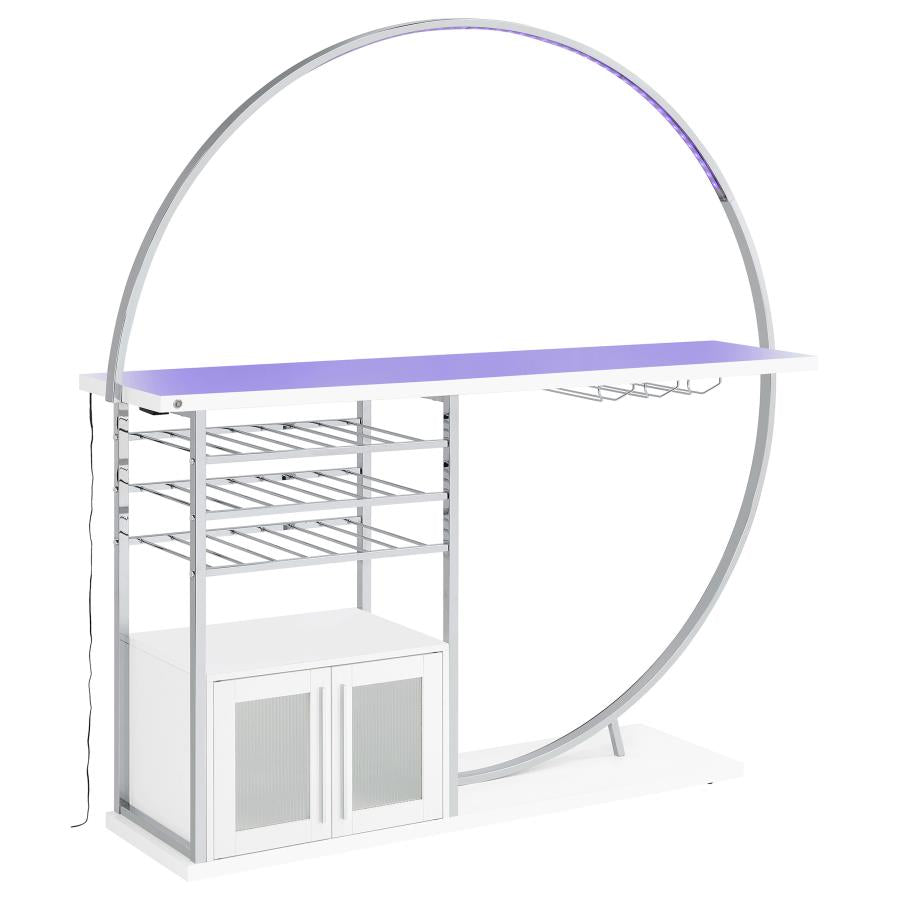 Risley 2-door Circular LED Wine Cabinet White High Gloss - Home & Sleep Outlet