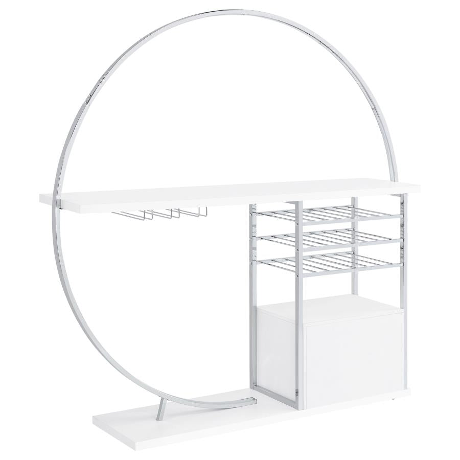 Risley 2-door Circular LED Wine Cabinet White High Gloss - Home & Sleep Outlet