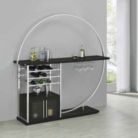 Risley 2-door Circular LED Wine Cabinet Dark Charcoal - Home & Sleep Outlet