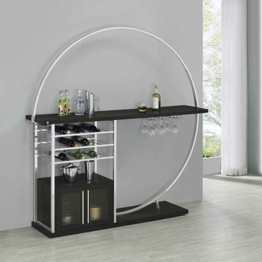 Risley 2-door Circular LED Wine Cabinet Dark Charcoal - Home & Sleep Outlet
