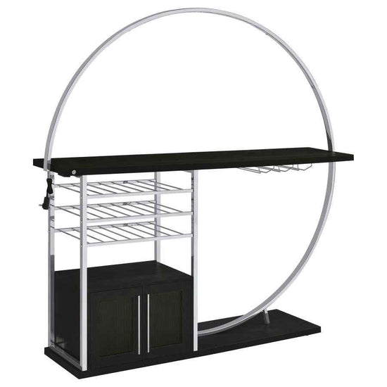 Risley 2-door Circular LED Wine Cabinet Dark Charcoal - Home & Sleep Outlet
