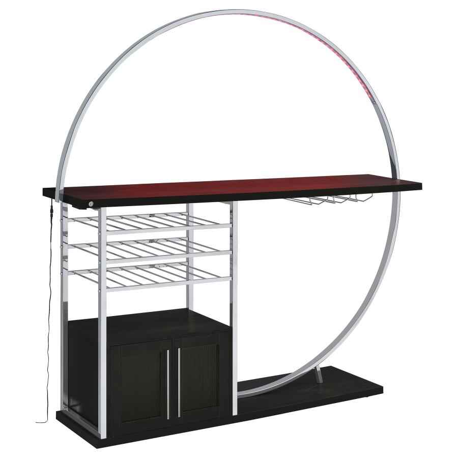 Risley 2-door Circular LED Wine Cabinet Dark Charcoal - Home & Sleep Outlet