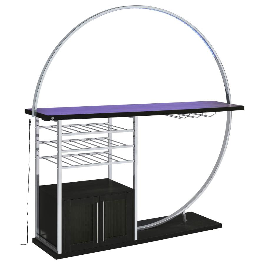 Risley 2-door Circular LED Wine Cabinet Dark Charcoal - Home & Sleep Outlet