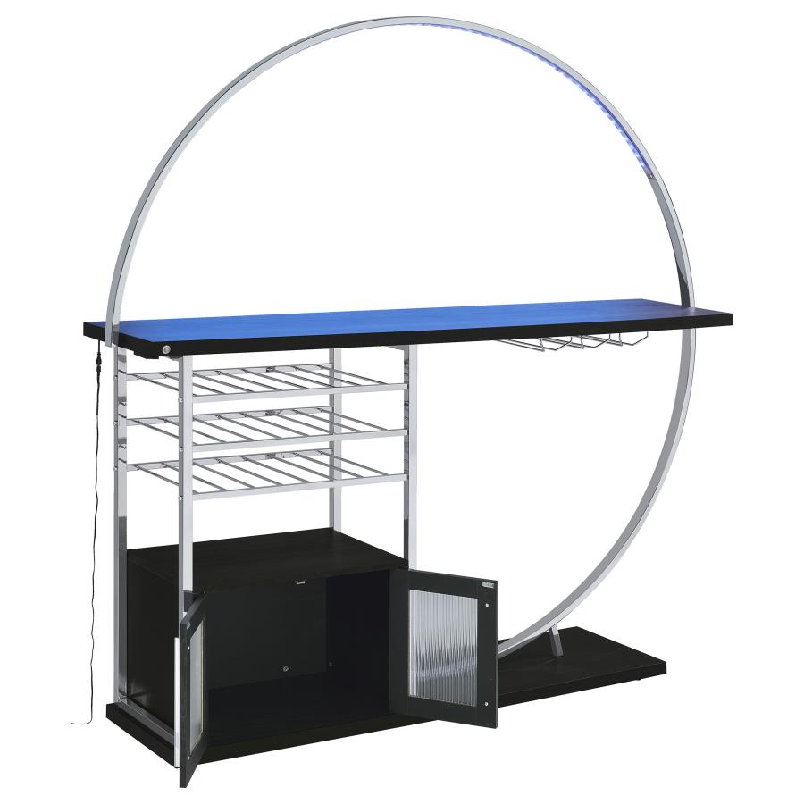 Risley 2-door Circular LED Wine Cabinet Dark Charcoal - Home & Sleep Outlet