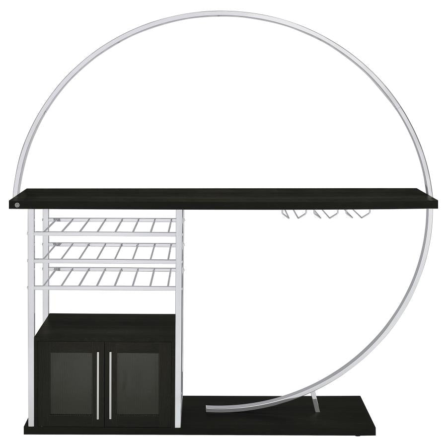 Risley 2-door Circular LED Wine Cabinet Dark Charcoal - Home & Sleep Outlet