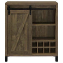Arlington Sliding Door Home Bar Wine Cabinet Rustic Oak - Home & Sleep Outlet