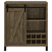 Arlington Sliding Door Home Bar Wine Cabinet Rustic Oak - Home & Sleep Outlet