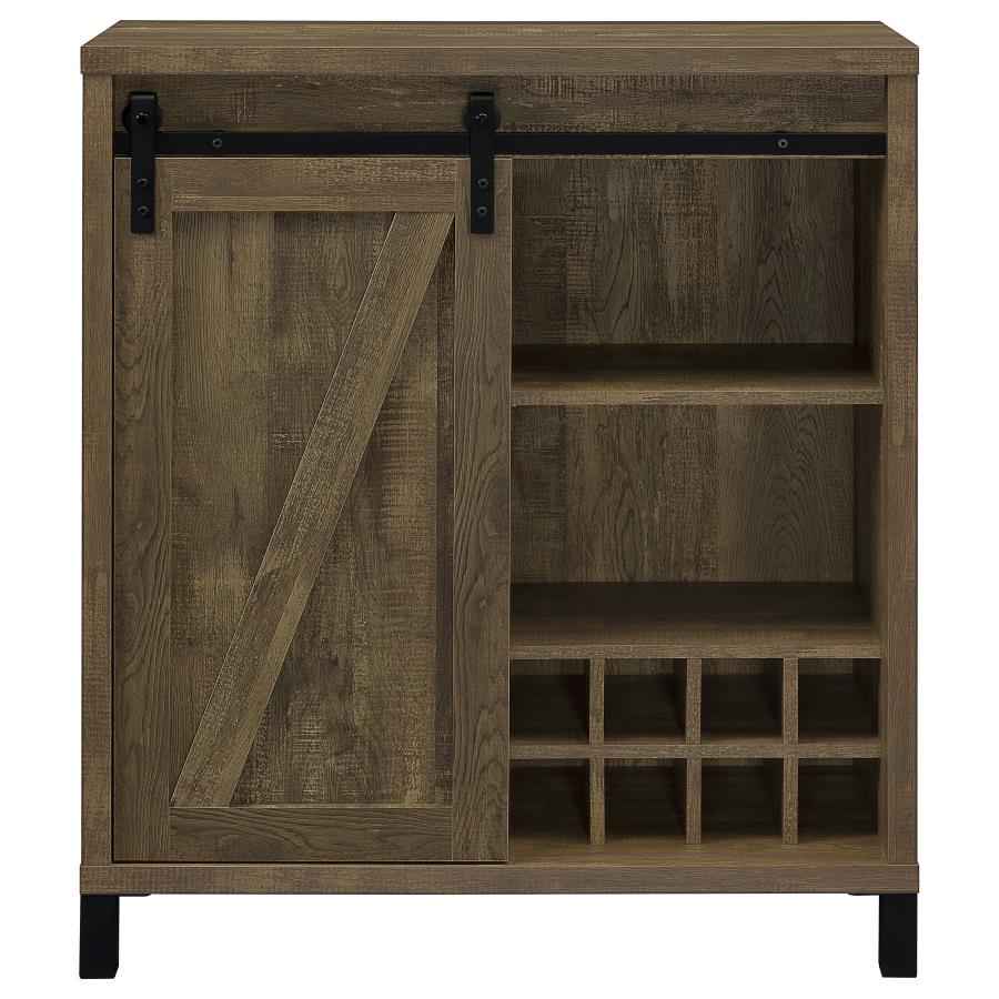 Arlington Sliding Door Home Bar Wine Cabinet Rustic Oak - Home & Sleep Outlet